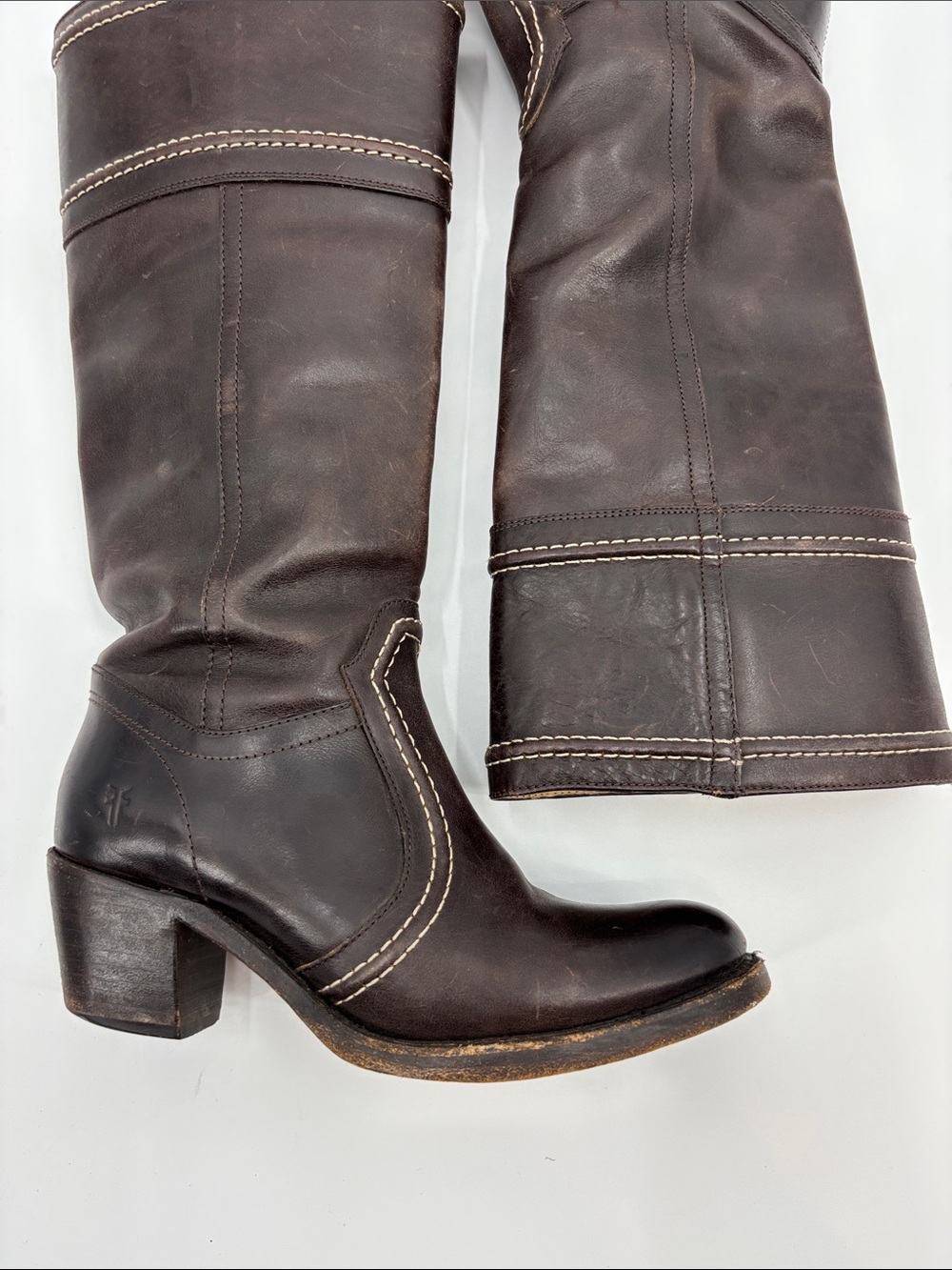 Frye Jane Brown Leather Calf Boots 77231 - Picture 8 of 16